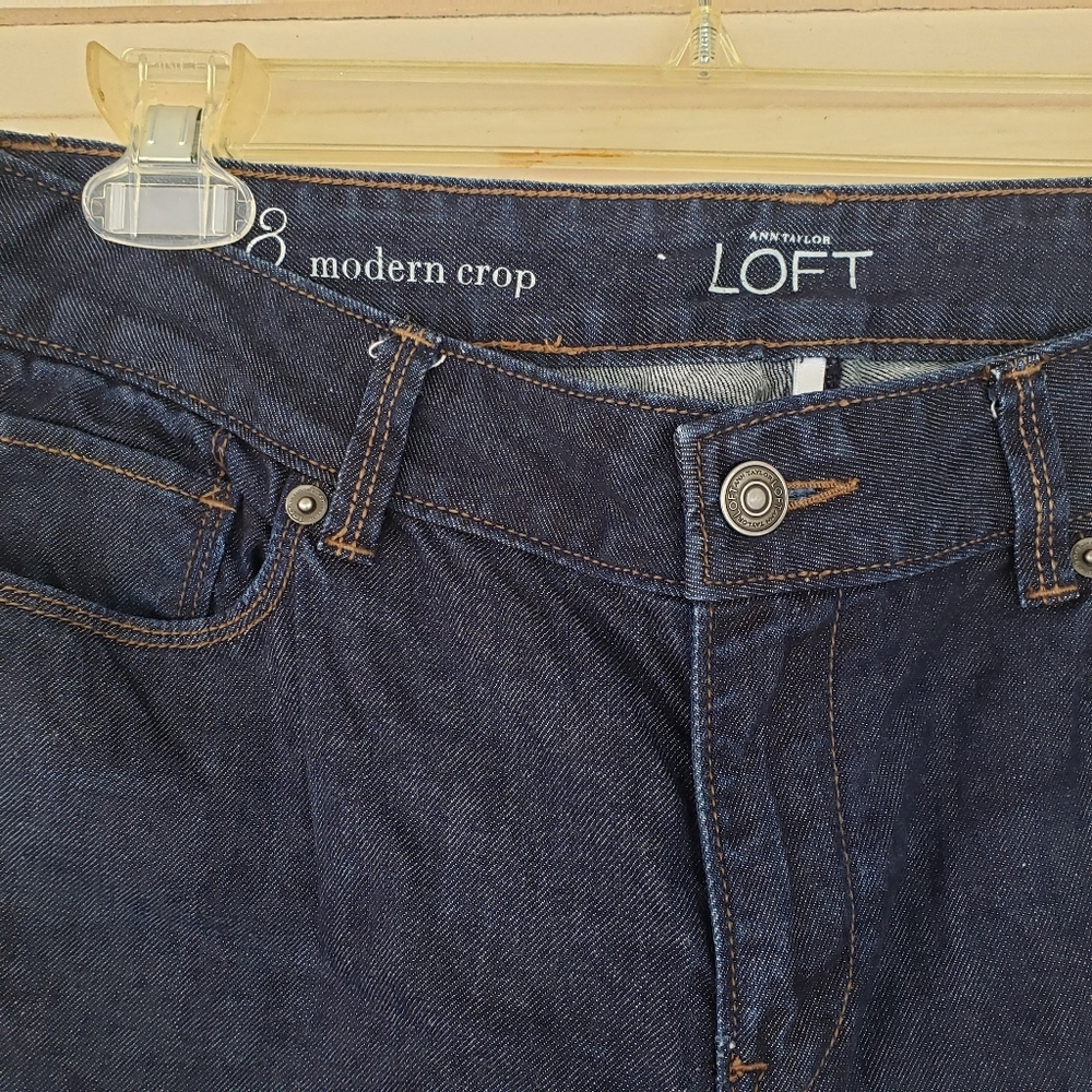Loft  Capri Pants sz 29 modern crop design dark blue denim  Capri NWOT - Picture 4 of 10